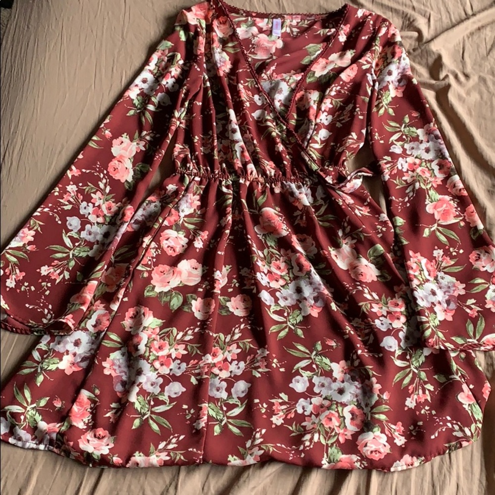A red flower dress